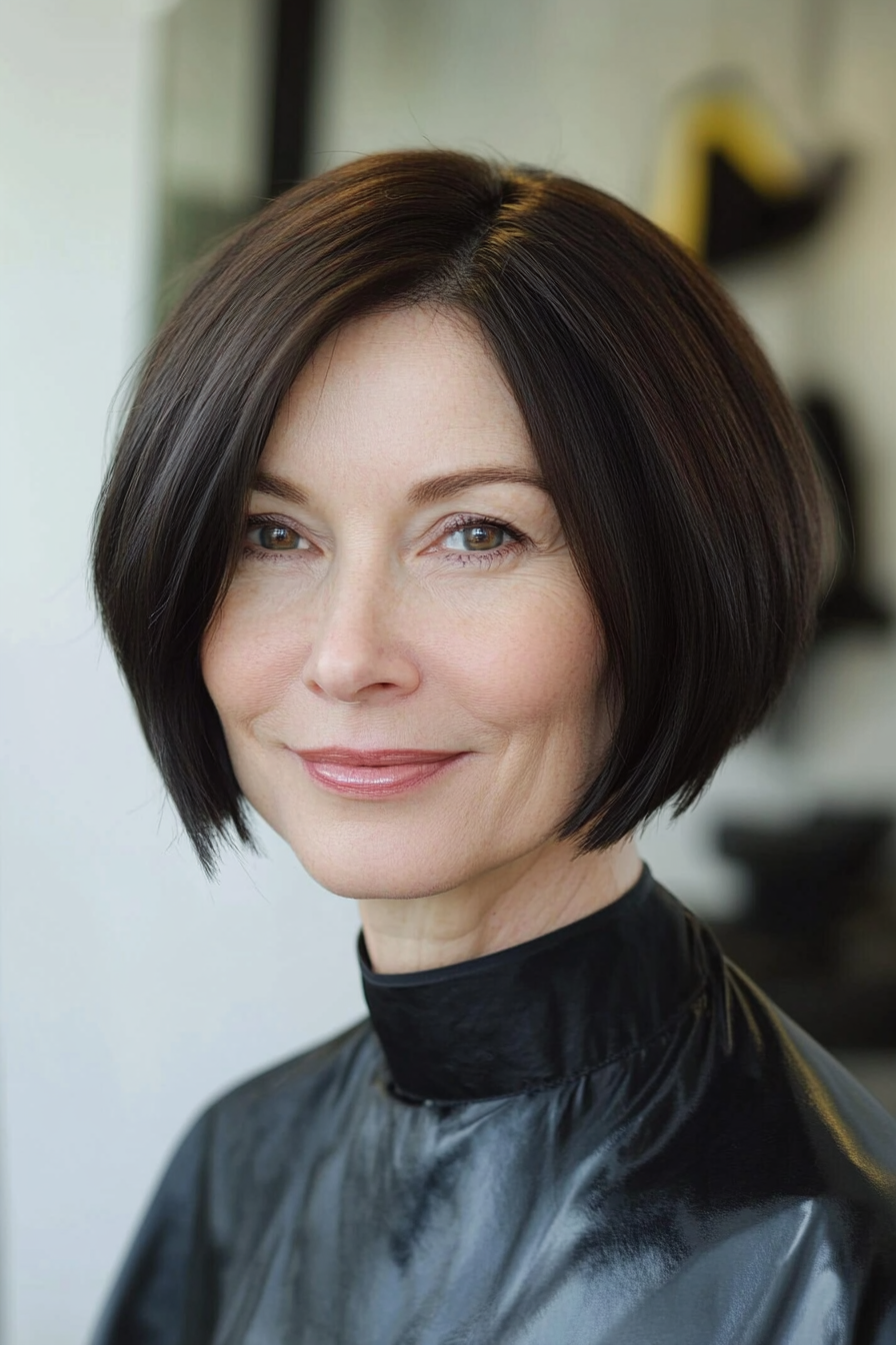 9. Blunt Bob in Dark Espresso (Short Hairstyles For Women Over 50) - Short Hairstyles For Women Over 50