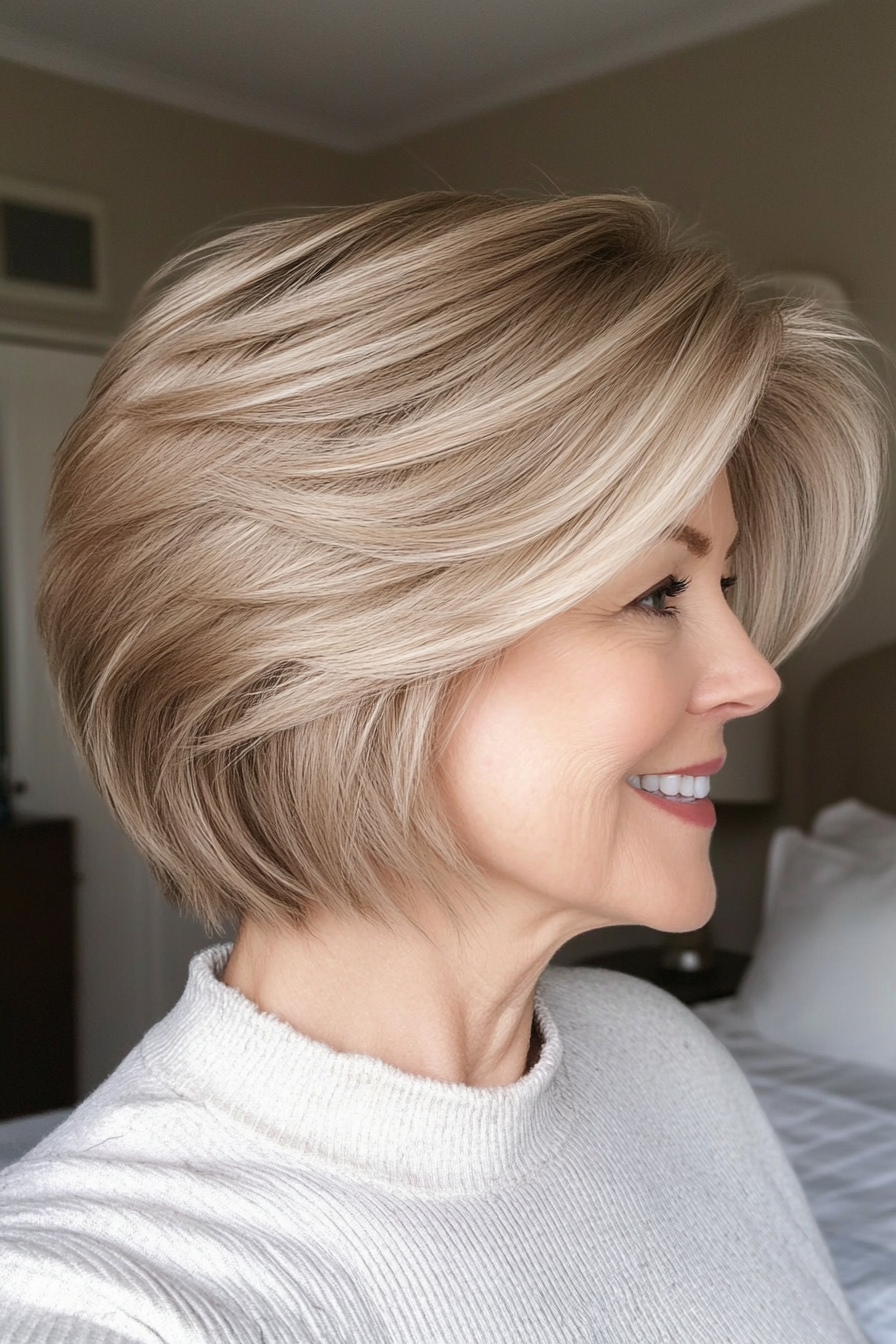 10. Feathered Cut in Sandy Blonde (Short Hairstyles For Women Over 50) - Short Hairstyles For Women Over 50