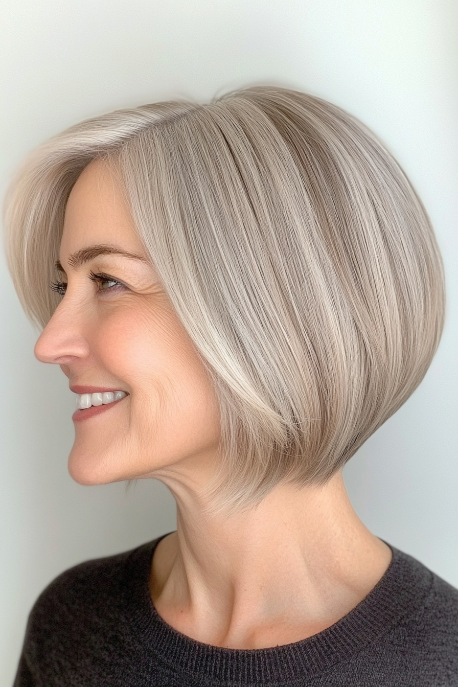 16. Side-Swept Bob in Warm Blonde (Short Hairstyles For Women Over 50) - Short Hairstyles For Women Over 50