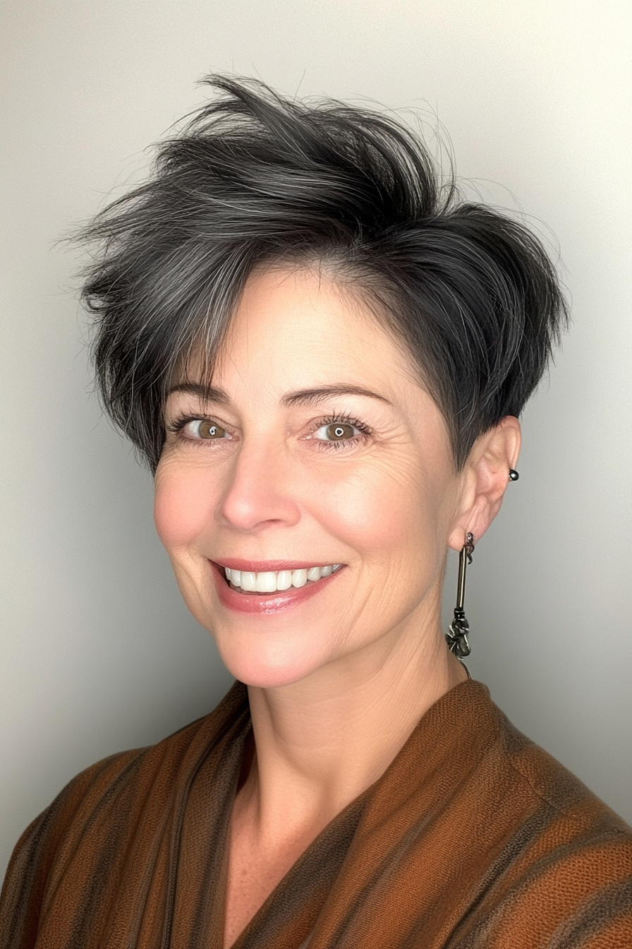 21. Voluminous Crop in Soft Black (Short Hairstyles For Women Over 50) - Short Hairstyles For Women Over 50
