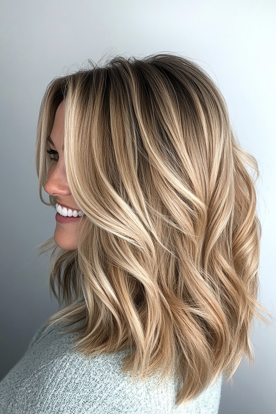 10. Tousled Layers with Medium Blonde (Shoulder Length Hairstyles) - Shoulder Length Hairstyles