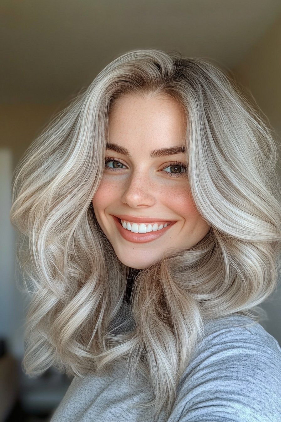 15. Soft Curls with Light Ash Blonde (Shoulder Length Hairstyles) - Shoulder Length Hairstyles