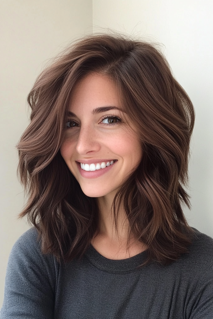 18. Piecey Layers with Chocolate Brown (Shoulder Length Hairstyles) - Shoulder Length Hairstyles