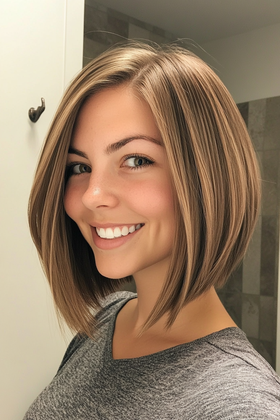 23. Angled Bob with Sandy Brown (Shoulder Length Hairstyles) - Shoulder Length Hairstyles