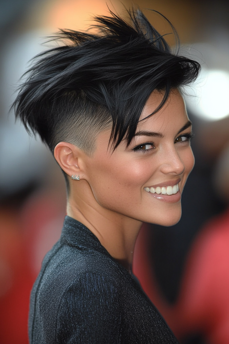4. Edgy Undercut in Jet Black (Short Haircuts With Layers) - Short Haircuts With Layers