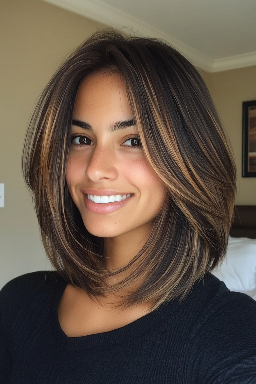 5. Layered Lob in Warm Caramel (Short Haircuts With Layers) - Short Haircuts With Layers