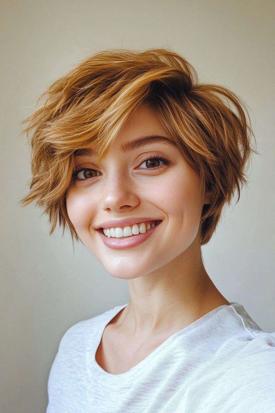 6. Tousled Shag in Golden Brown (Short Haircuts With Layers) - Short Haircuts With Layers