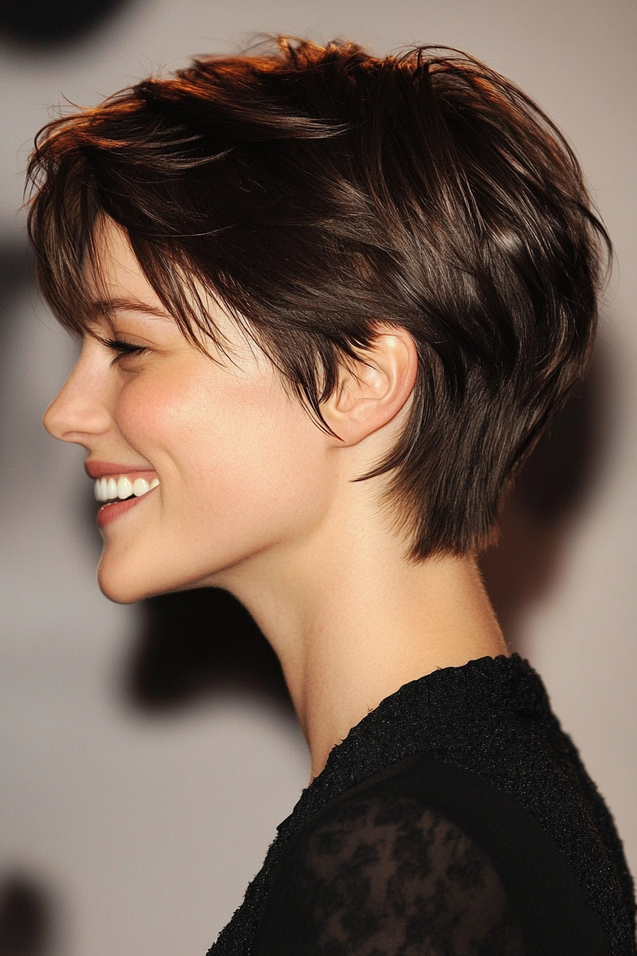 11. Disconnected Cut in Dark Chocolate (Short Haircuts With Layers) - Short Haircuts With Layers
