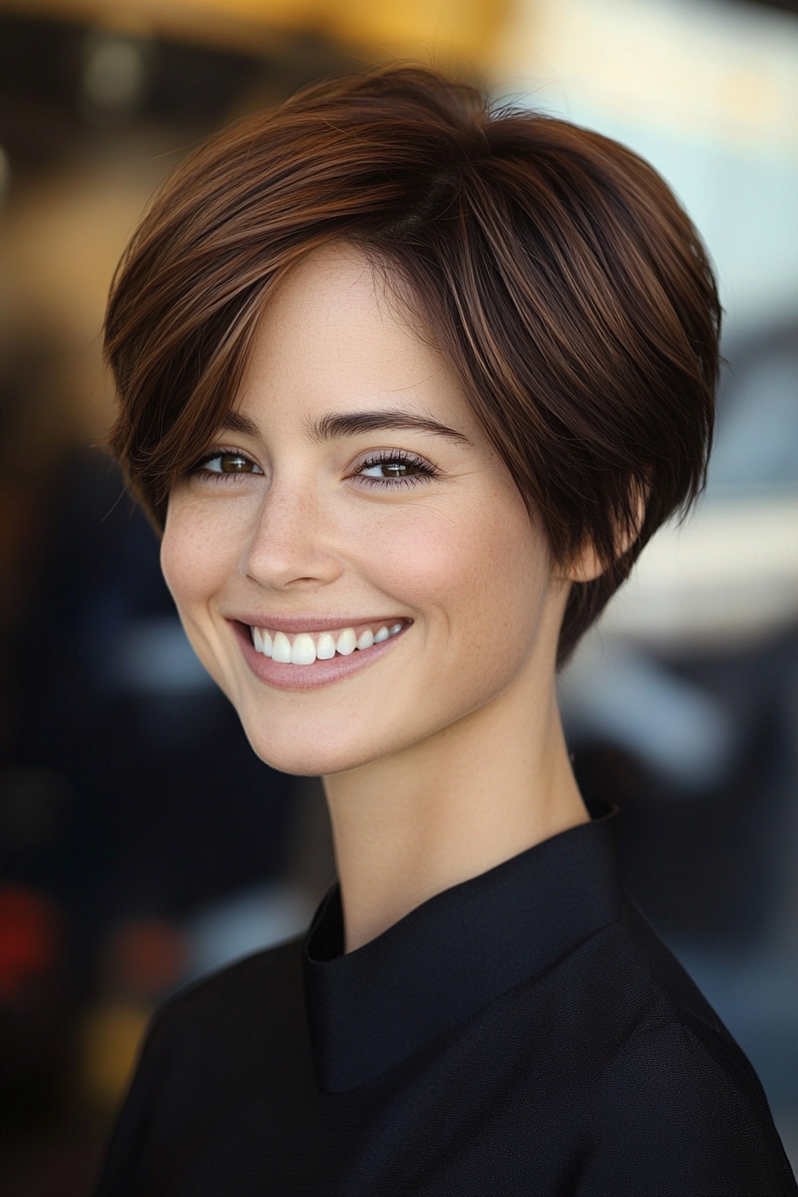 15. Classic Crop in Deep Mahogany (Short Haircuts With Layers) - Short Haircuts With Layers