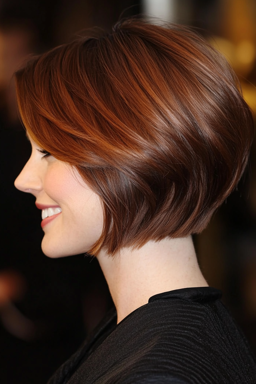 21. Angled Bob in Chestnut Auburn (Short Haircuts With Layers) - Short Haircuts With Layers