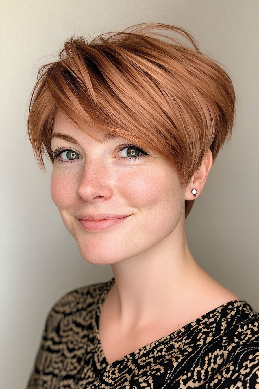 25. Short Layered Cut in Sandy Auburn (Short Haircuts With Layers) - Short Haircuts With Layers