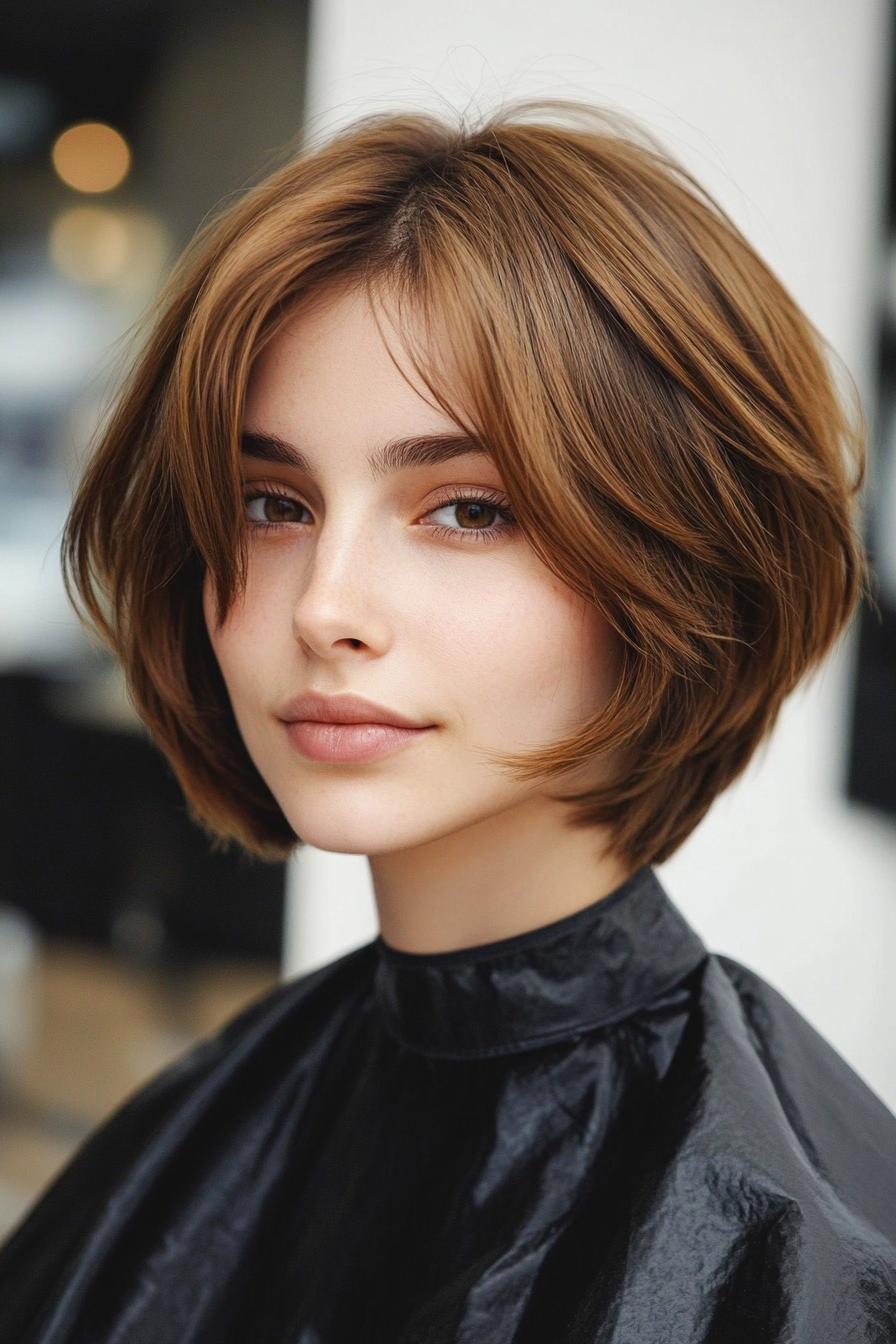26. Chic Tapered Bob in Soft Hazel Brown (Short Haircuts With Layers) - Short Haircuts With Layers