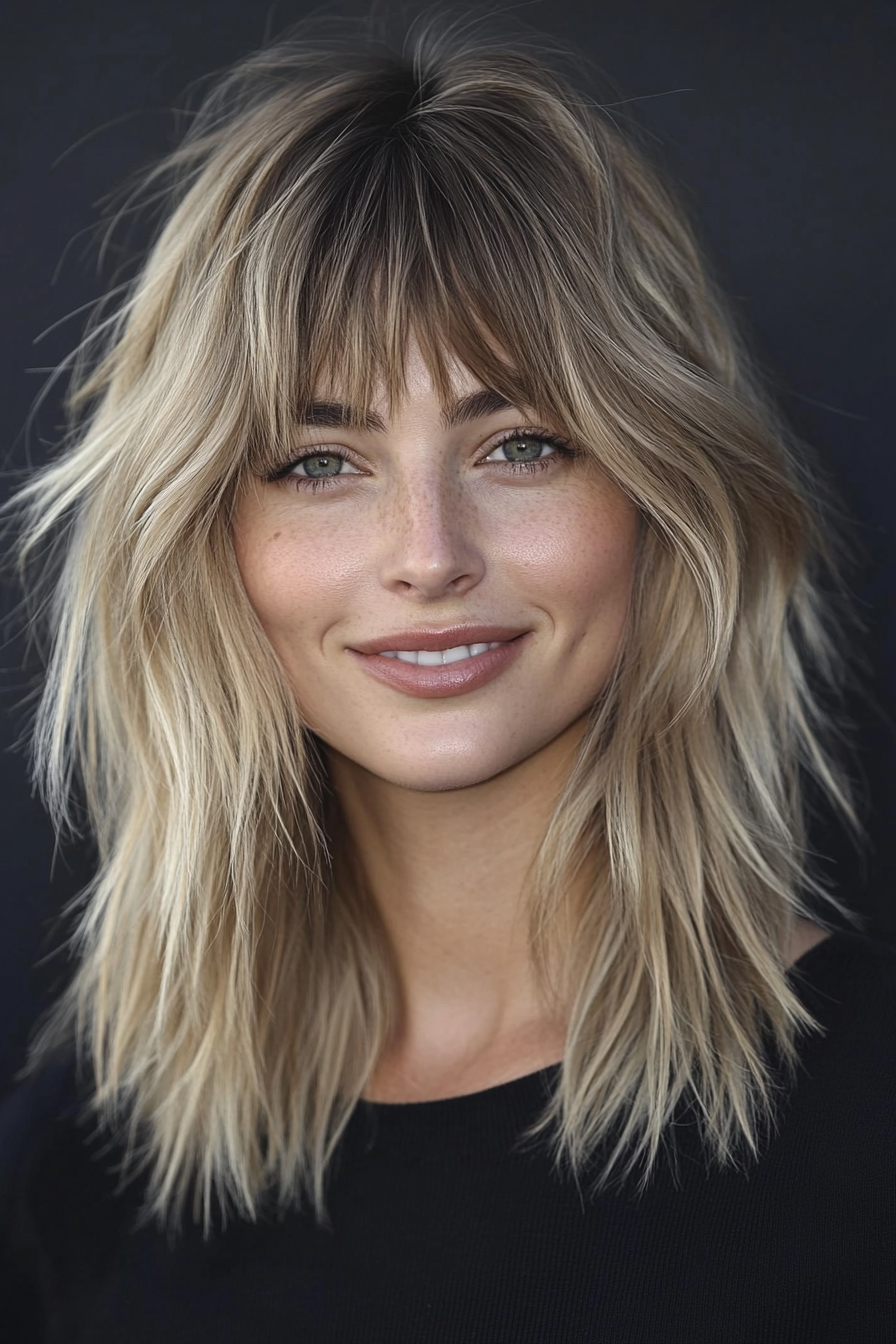 9. Shaggy Layers with Asymmetrical Bangs in Light Ash Blonde (Haircuts With Bangs And Layers) - Haircuts With Bangs And Layers