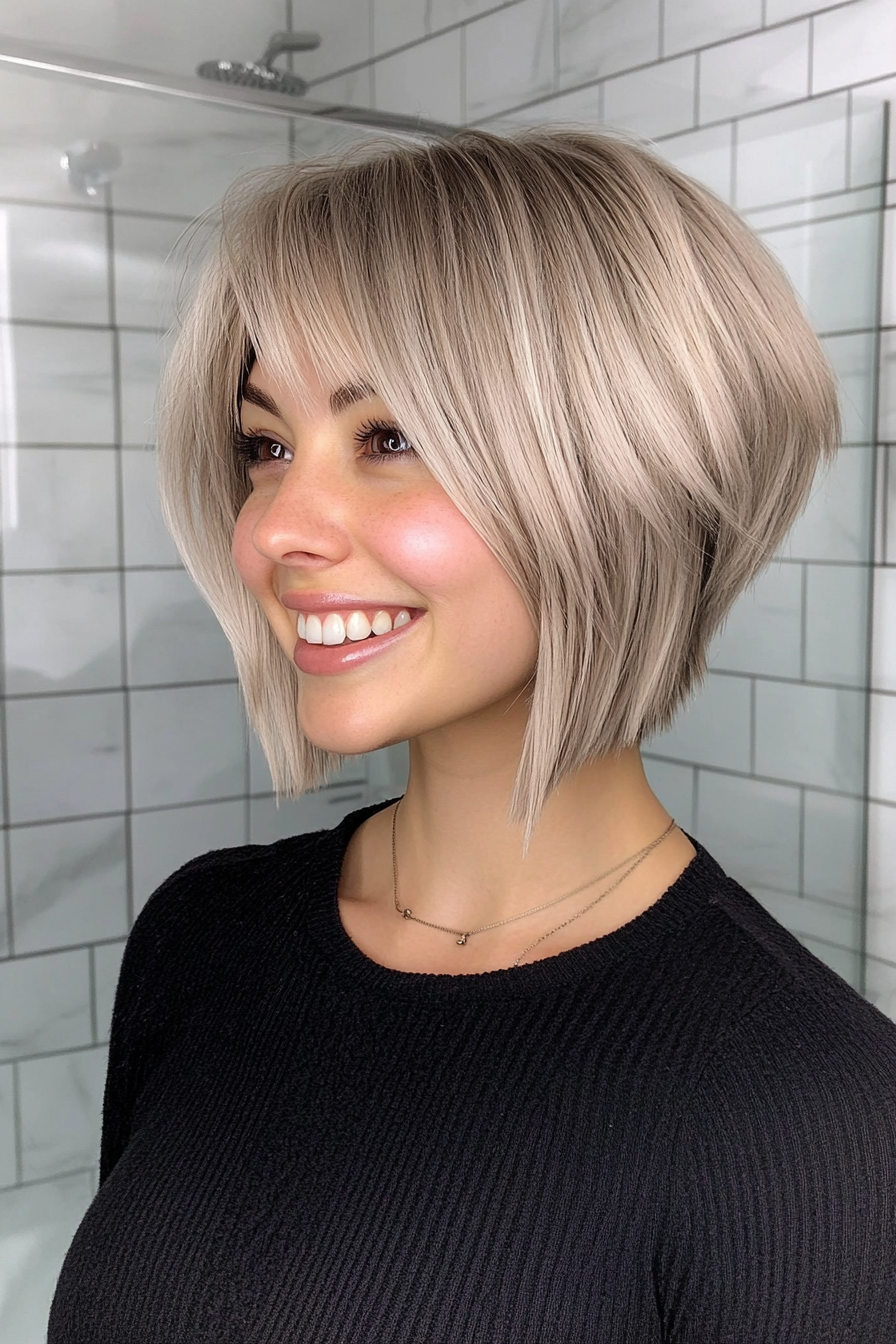 15. Asymmetrical Bob with Choppy Bangs in Ash Blonde (Haircuts With Bangs And Layers) - Haircuts With Bangs And Layers