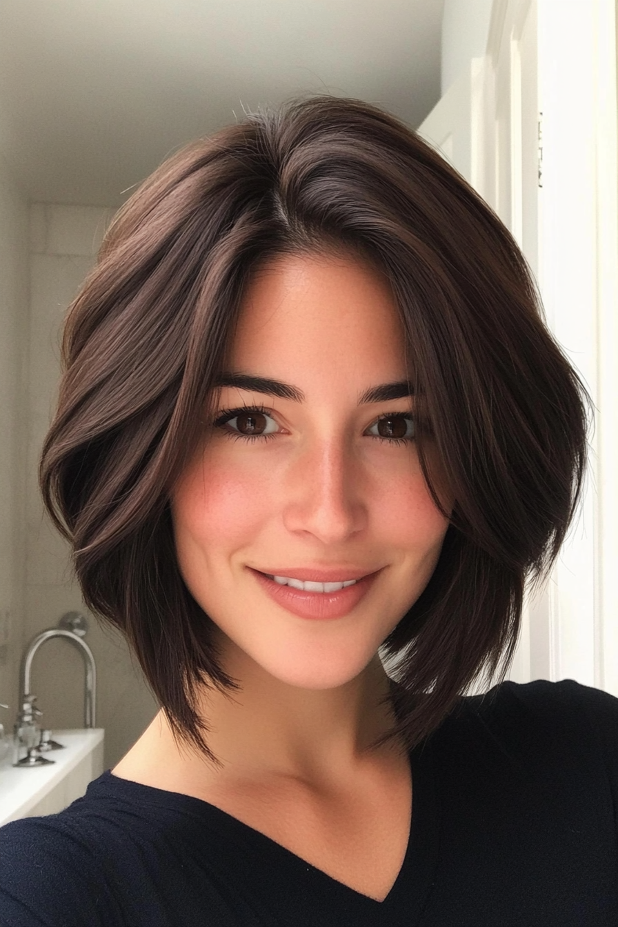 4. Espresso Layered Bob (Bob Hairstyles For Thin Hair) - Bob Hairstyles For Thin Hair