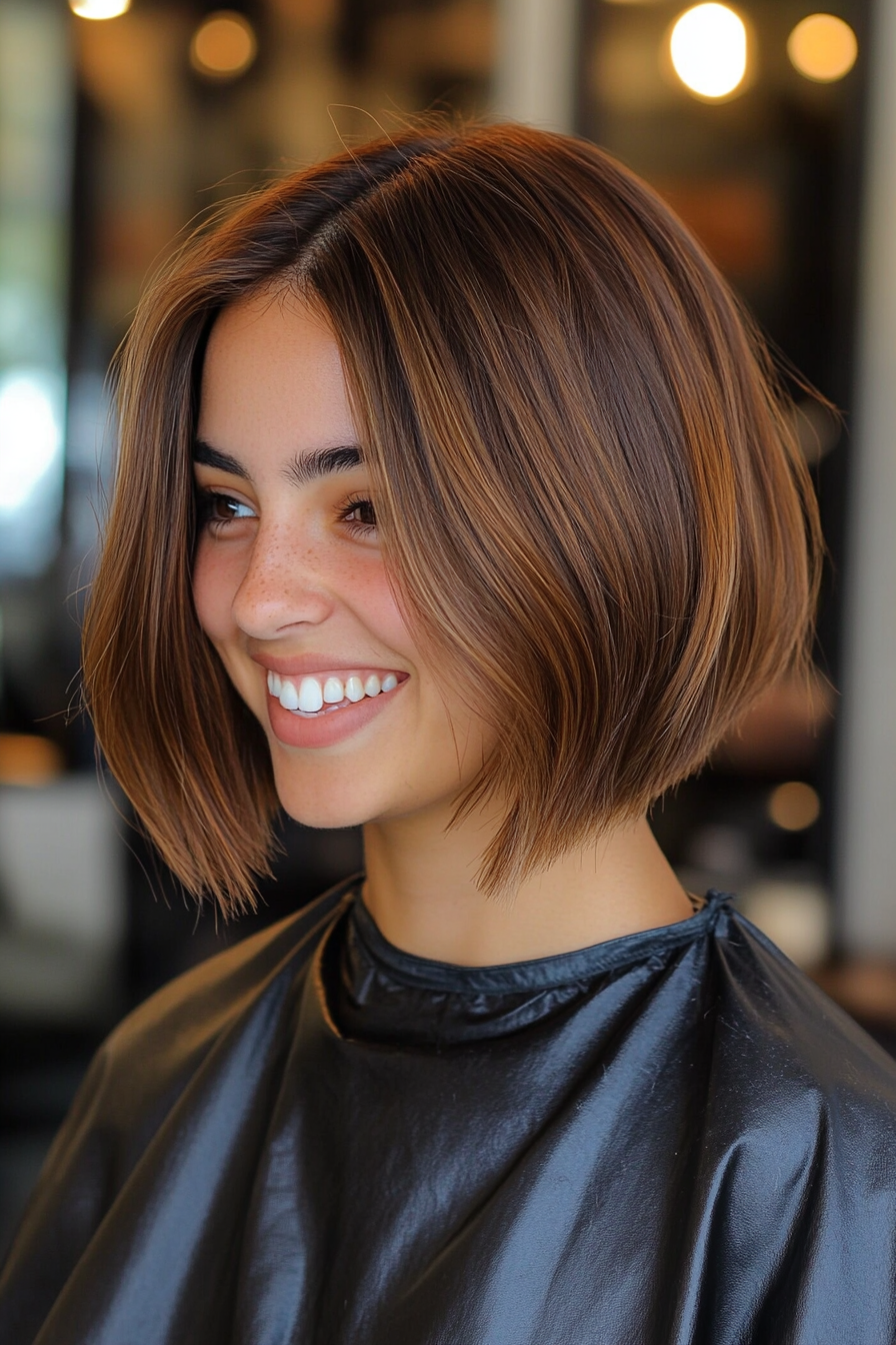 5. Honey Brown Curved Bob (Bob Hairstyles For Thin Hair) - Bob Hairstyles For Thin Hair
