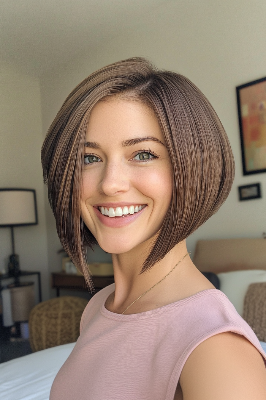 14. Ash Brown Side-Parted Bob (Bob Hairstyles For Thin Hair) - Bob Hairstyles For Thin Hair