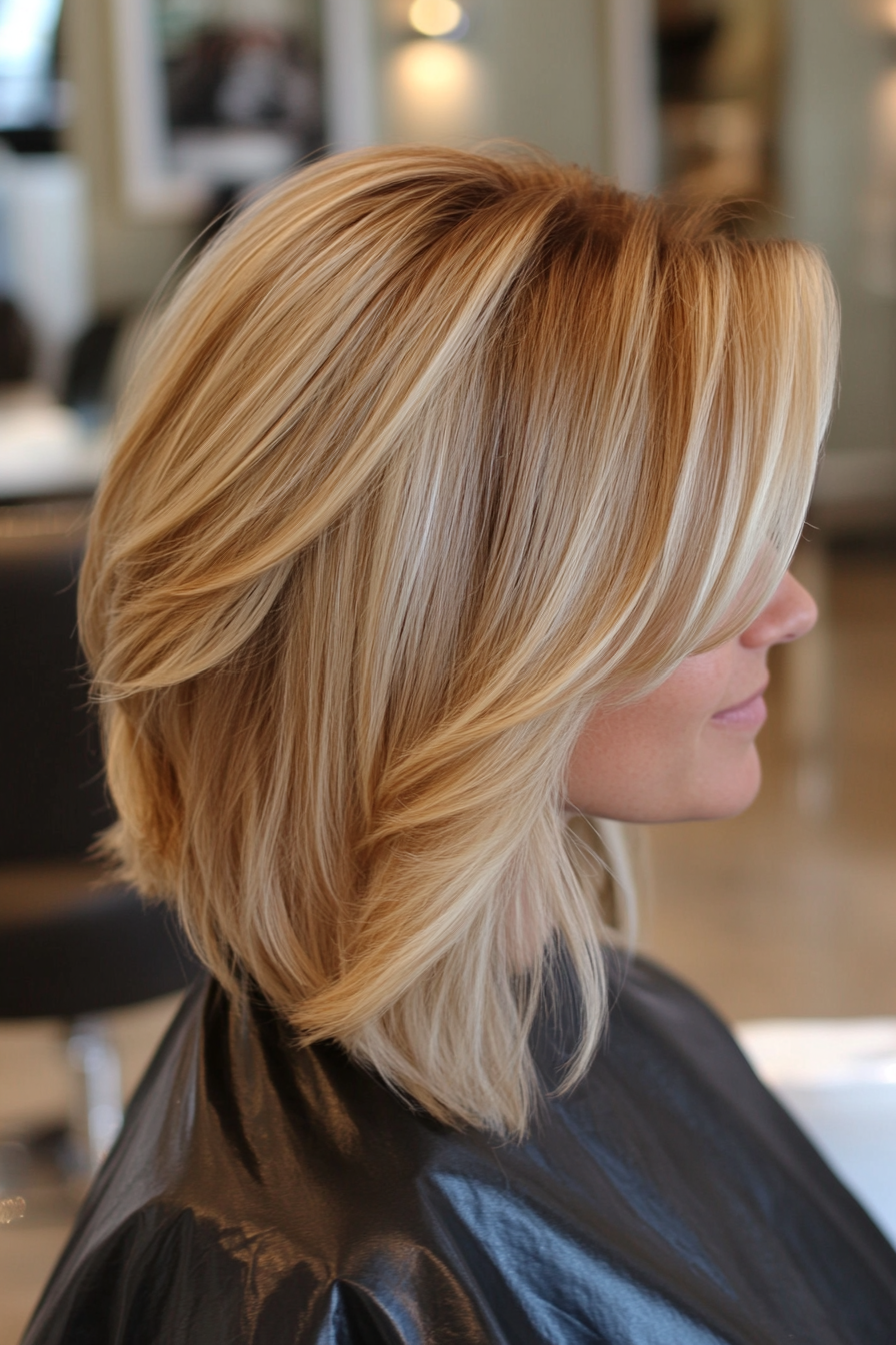 20. Sandy Blonde Layered Bob (Bob Hairstyles For Thin Hair) - Bob Hairstyles For Thin Hair