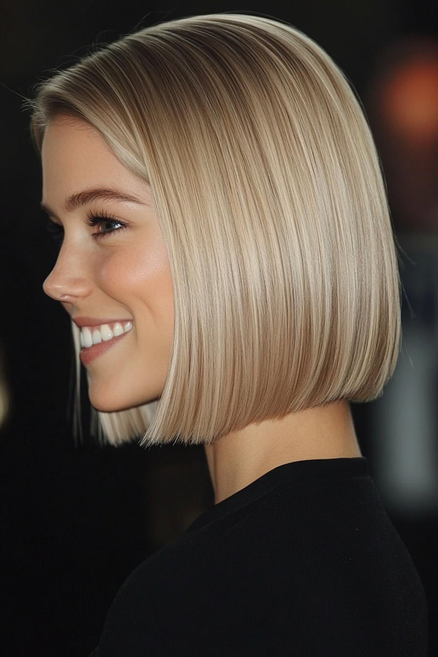 25. Beige Blonde Straight Bob (Bob Hairstyles For Thin Hair) - Bob Hairstyles For Thin Hair