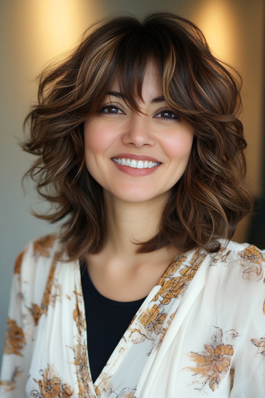 2. Sun-Kissed Caramel Shag (Medium Length Shaggy Haircuts) - Medium Length Shaggy Haircuts