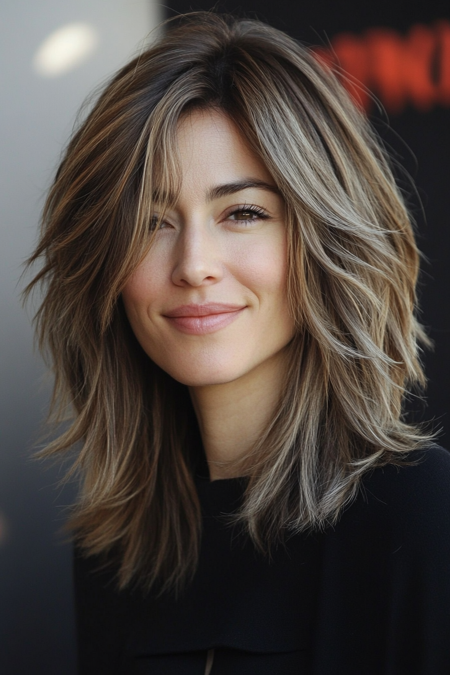 3. Ash Brown Layered Shag (Medium Length Shaggy Haircuts) - Medium Length Shaggy Haircuts