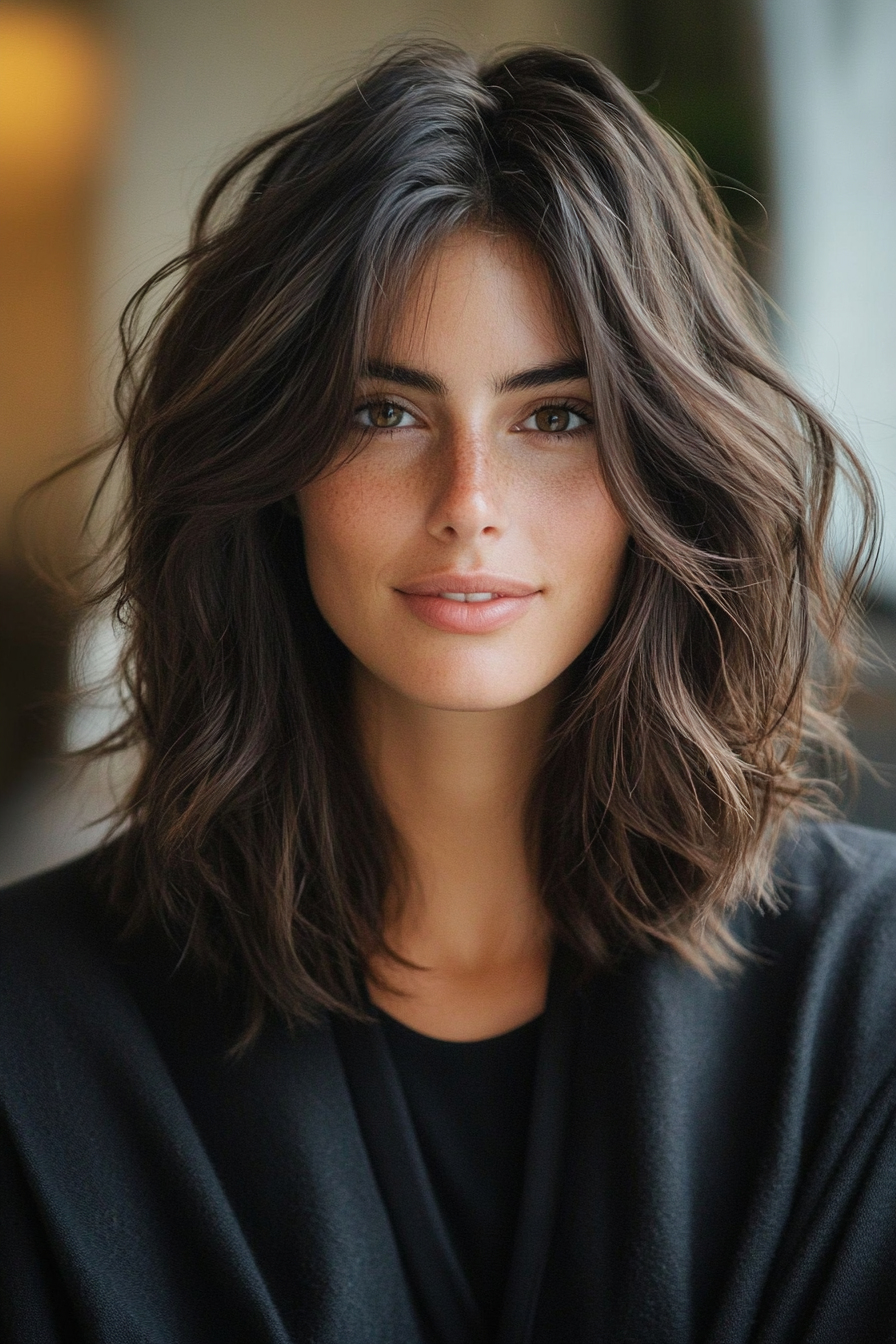 10. Subtle Bronze Balayage Shag (Medium Length Shaggy Haircuts) - Medium Length Shaggy Haircuts
