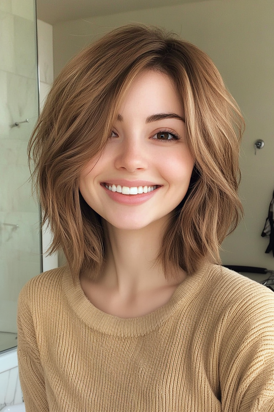 20. Medium Maple Brown Shag (Medium Length Shaggy Haircuts) - Medium Length Shaggy Haircuts