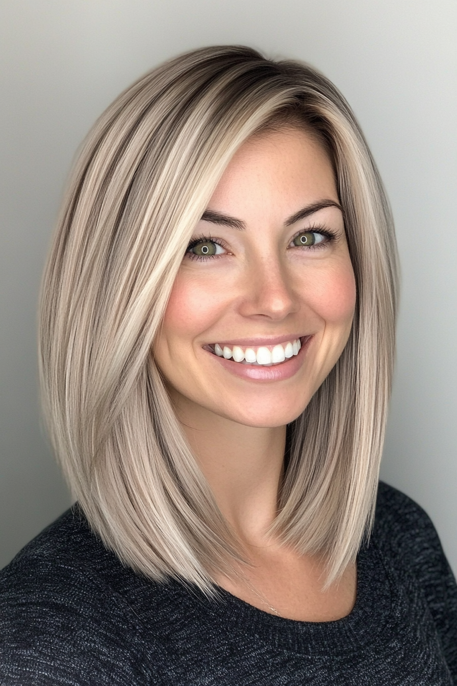 13. Subtle A-Line Bob in Light Ash Blonde (Medium Length Hairstyles For Thin Hair) - Medium Length Hairstyles For Thin Hair
