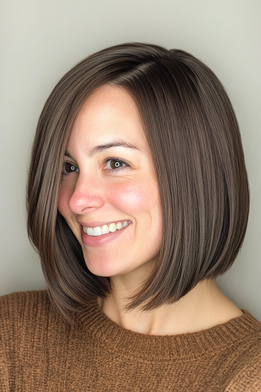 23. Chin-Length Bob in Deep Mocha Brown (Medium Length Hairstyles For Thin Hair) - Medium Length Hairstyles For Thin Hair