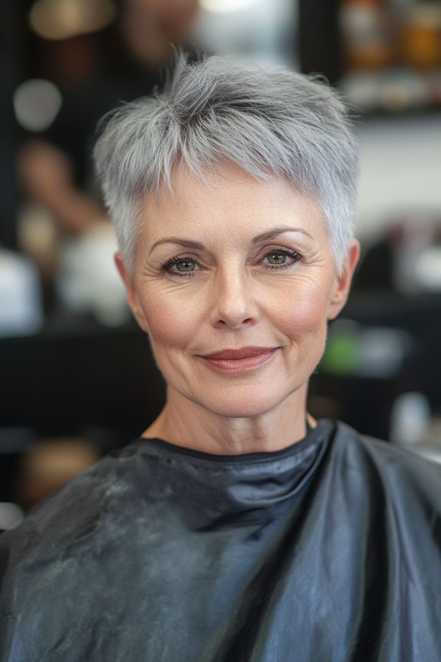 5. Textured Pixie in Natural Gray (Pixie Haircuts For Women Over 60) - Pixie Haircuts For Women Over 60