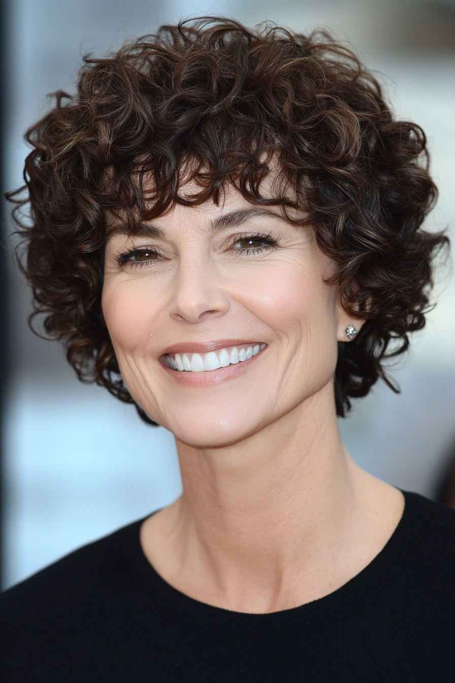7. Curly Pixie in Espresso Brown (Pixie Haircuts For Women Over 60) - Pixie Haircuts For Women Over 60