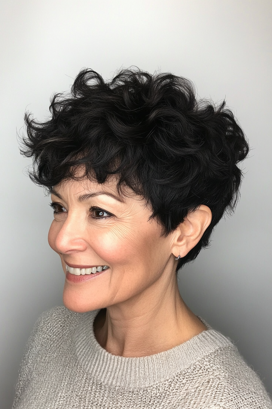 25. Fluffy Pixie in Natural Black (Pixie Haircuts For Women Over 60) - Pixie Haircuts For Women Over 60