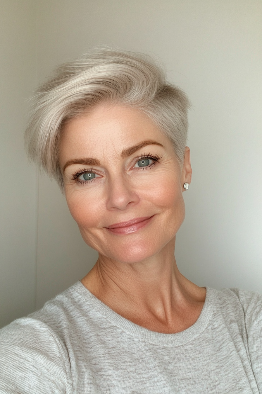 17. Tapered Pixie in Light Ash Blonde (Pixie Hairstyles For Older Women) - Pixie Hairstyles For Older Women