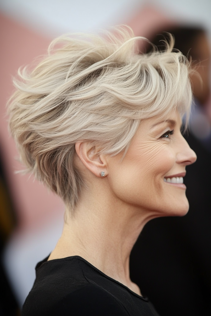 1. Feathered Pixie in Soft Ash Blonde (Short Hairstyles For Older Women With Fine Hair) - Short Hairstyles For Older Women With Fine Hair
