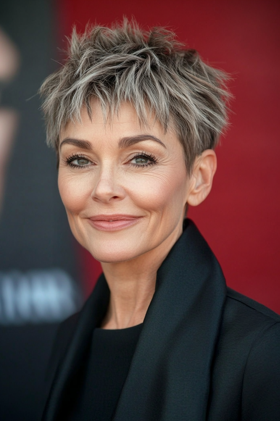 9. Choppy Pixie in Ash Brown (Short Hairstyles For Older Women With Fine Hair) - Short Hairstyles For Older Women With Fine Hair