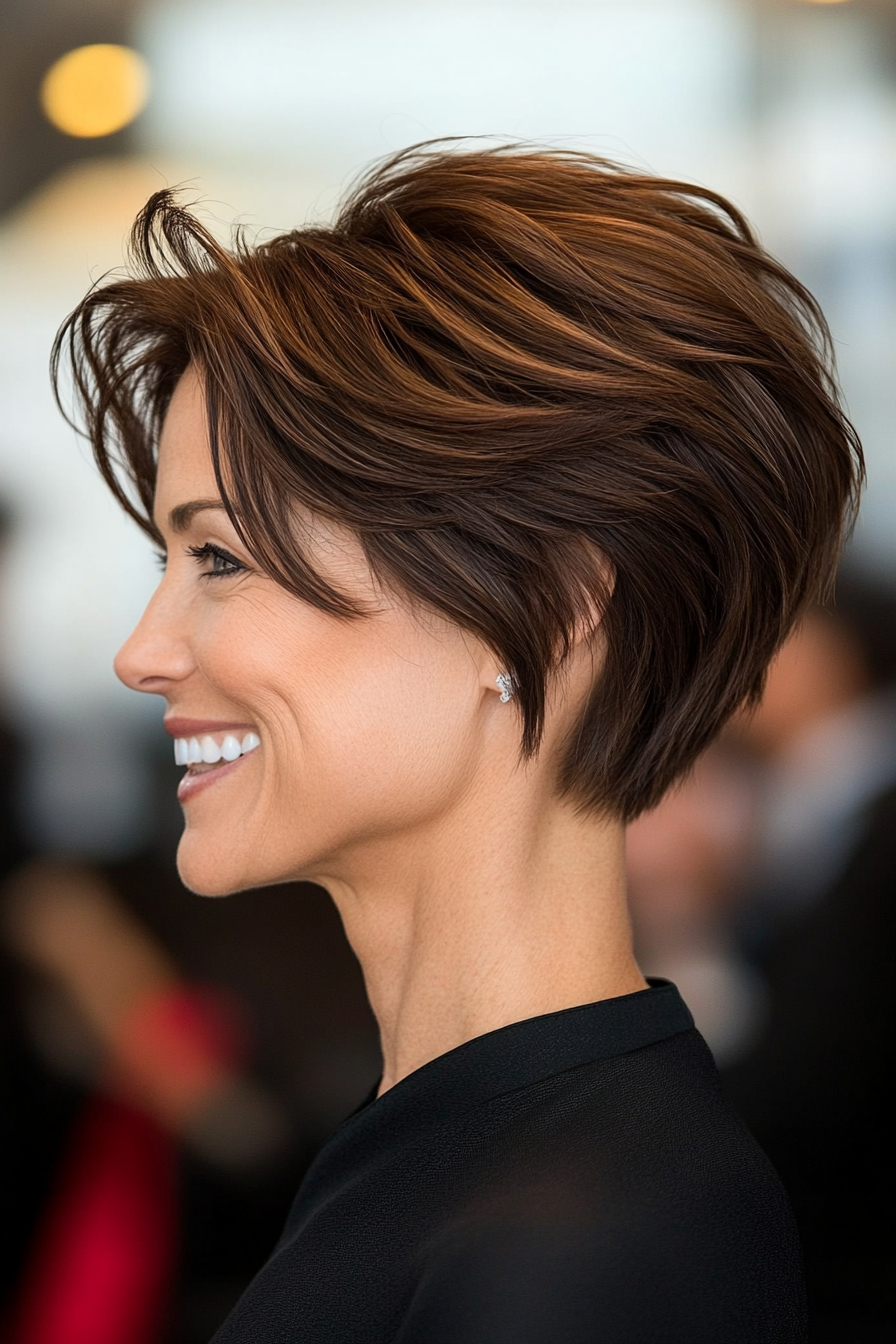 13. Asymmetrical Crop in Chocolate Brown (Short Hairstyles For Older Women With Fine Hair) - Short Hairstyles For Older Women With Fine Hair