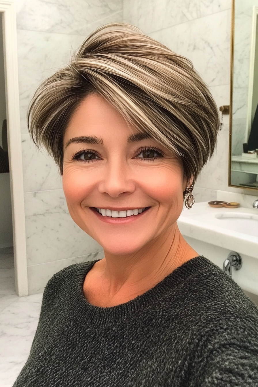 24. Choppy Layers in Neutral Dark Blonde (Short Hairstyles For Older Women With Fine Hair) - Short Hairstyles For Older Women With Fine Hair