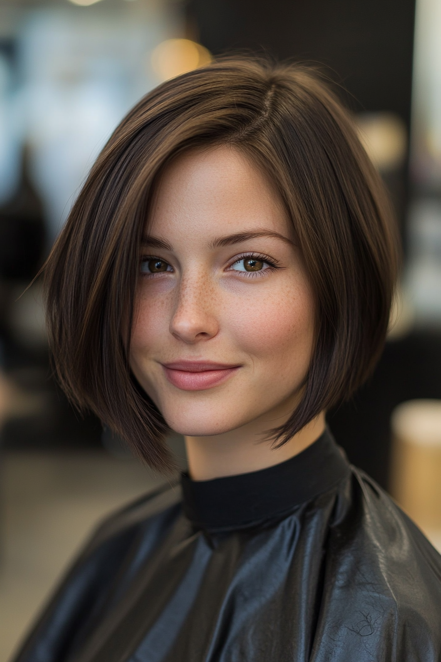 4. Chin-Length Blunt Cut in Warm Brunette (Spring Haircuts) - Spring Haircuts