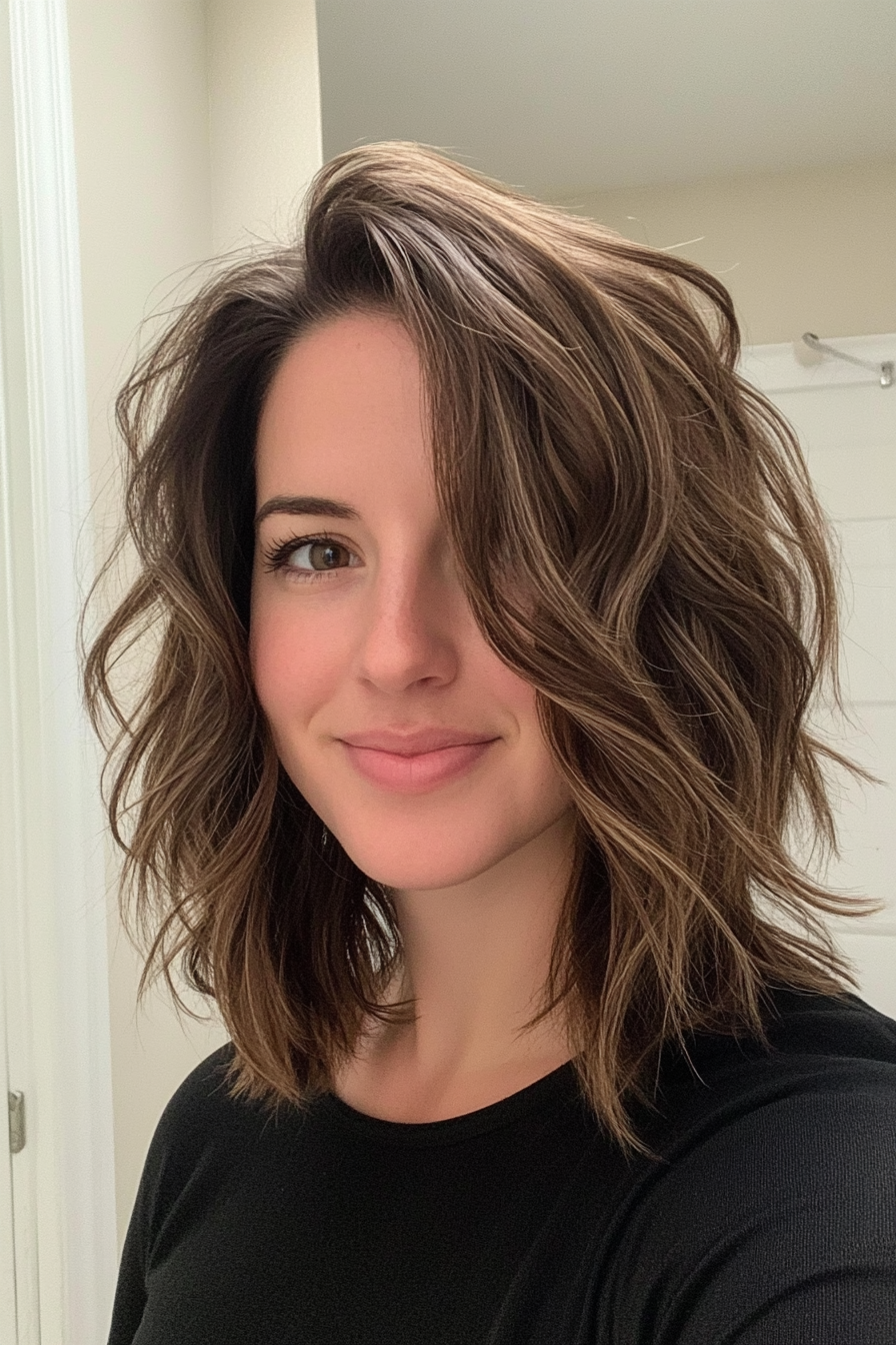 8. Textured Midi Cut in Soft Mocha Brown (Spring Haircuts) - Spring Haircuts