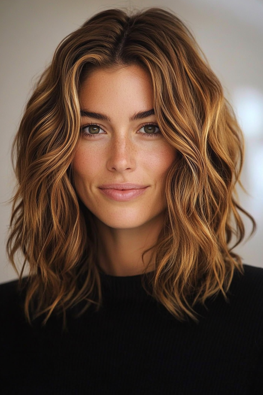 24. Soft Wave Lob in Golden Brown (Spring Haircuts) - Spring Haircuts
