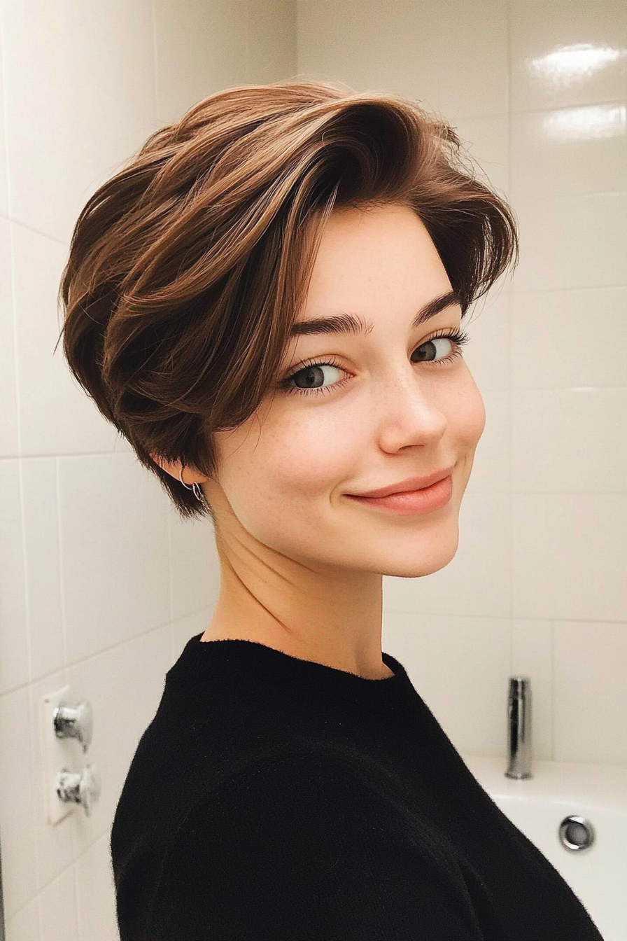 25. Layered Pixie with Volume in Espresso Brown (Spring Haircuts) - Spring Haircuts