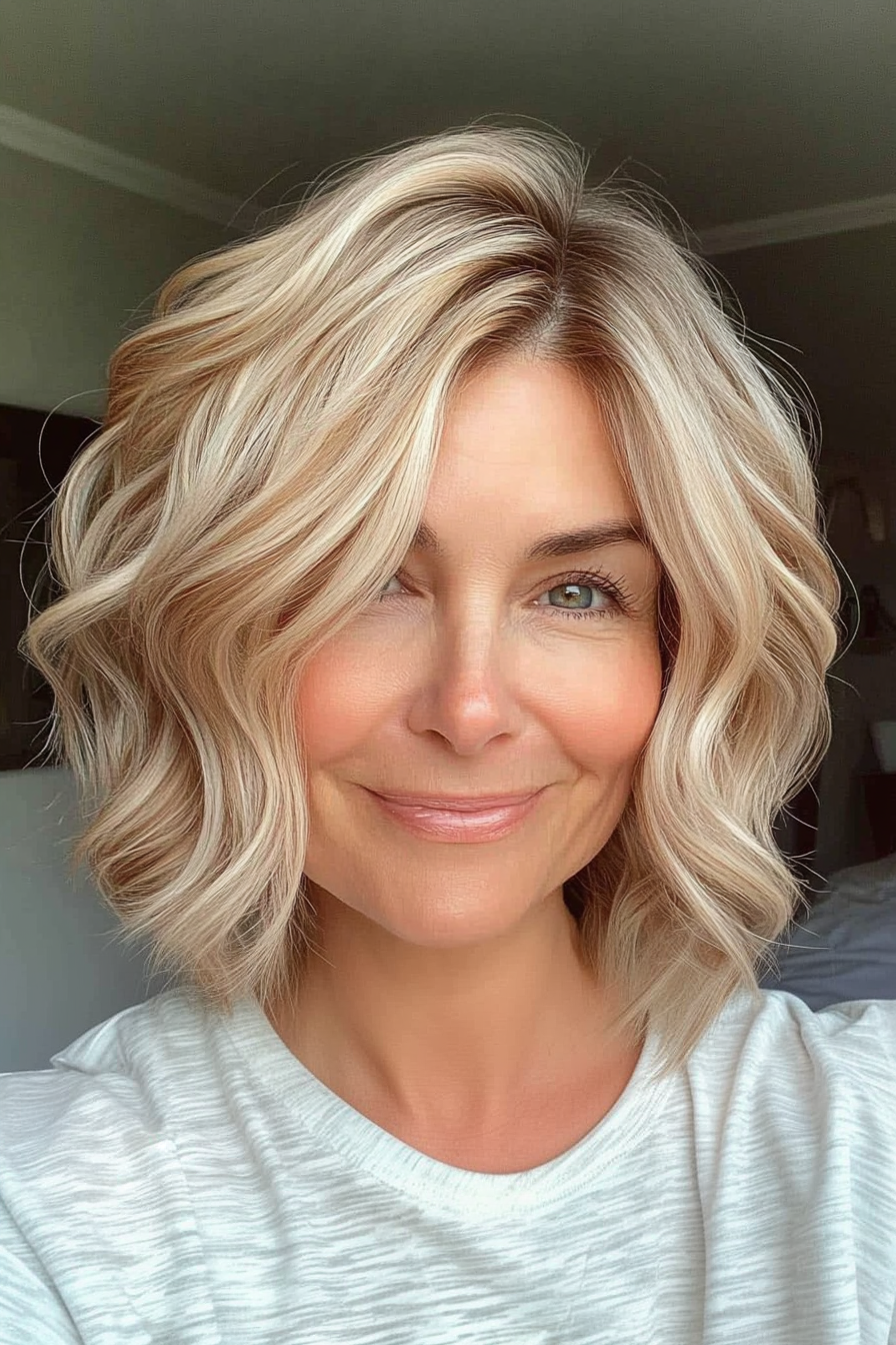 8. Wavy Bob in Honey Blonde (Bob Hairstyles For Women Over 60) - Bob Hairstyles For Women Over 60