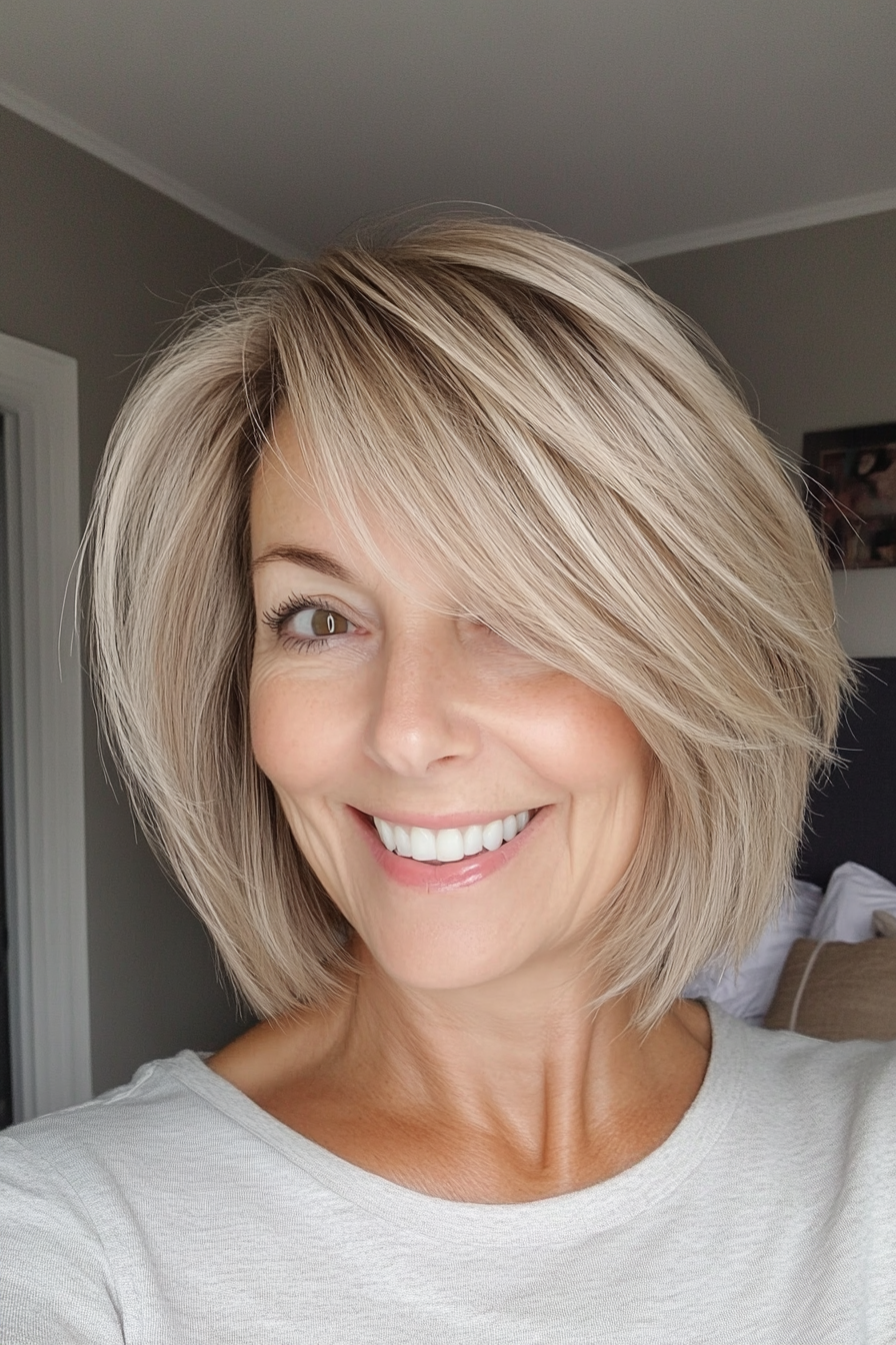 11. Wispy Bob in Sandy Blonde (Bob Hairstyles For Women Over 60) - Bob Hairstyles For Women Over 60