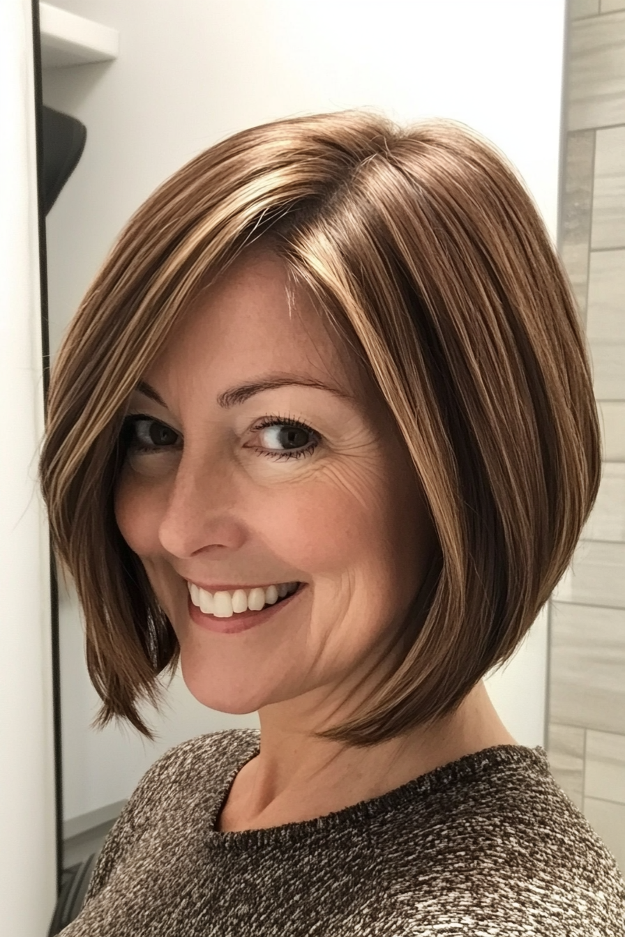 13. Rounded Bob in Caramel Brown (Bob Hairstyles For Women Over 60) - Bob Hairstyles For Women Over 60