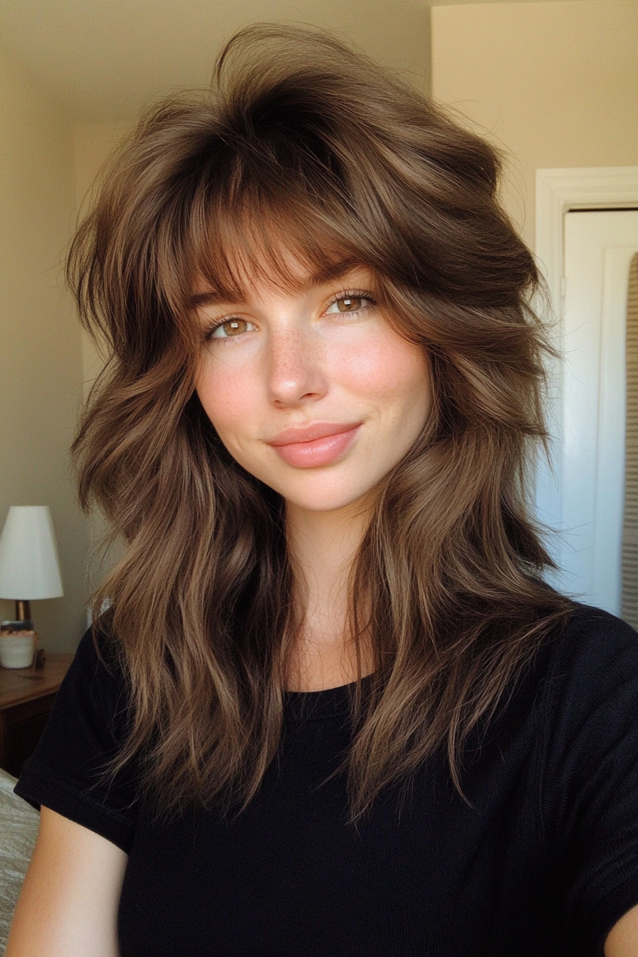 6. Tousled Mullet in Ash Brown (70S Haircuts For Women) - 70S Haircuts For Women