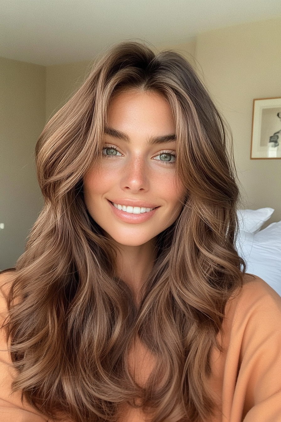 9. Soft Layered Waves in Light Chestnut (70S Haircuts For Women) - 70S Haircuts For Women