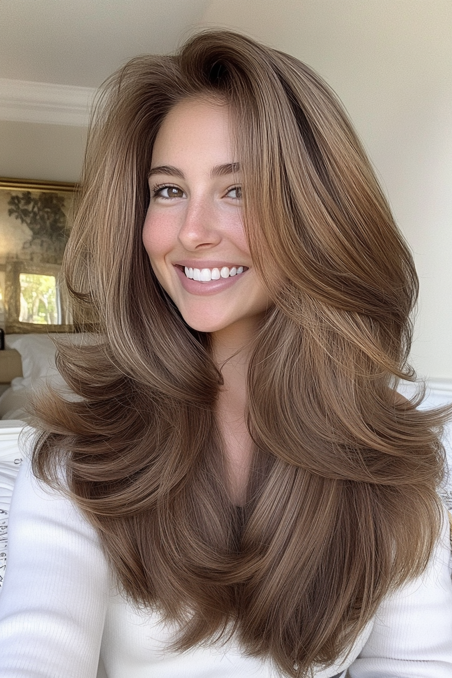 11. Voluminous Blowout in Hazelnut Brown (70S Haircuts For Women) - 70S Haircuts For Women