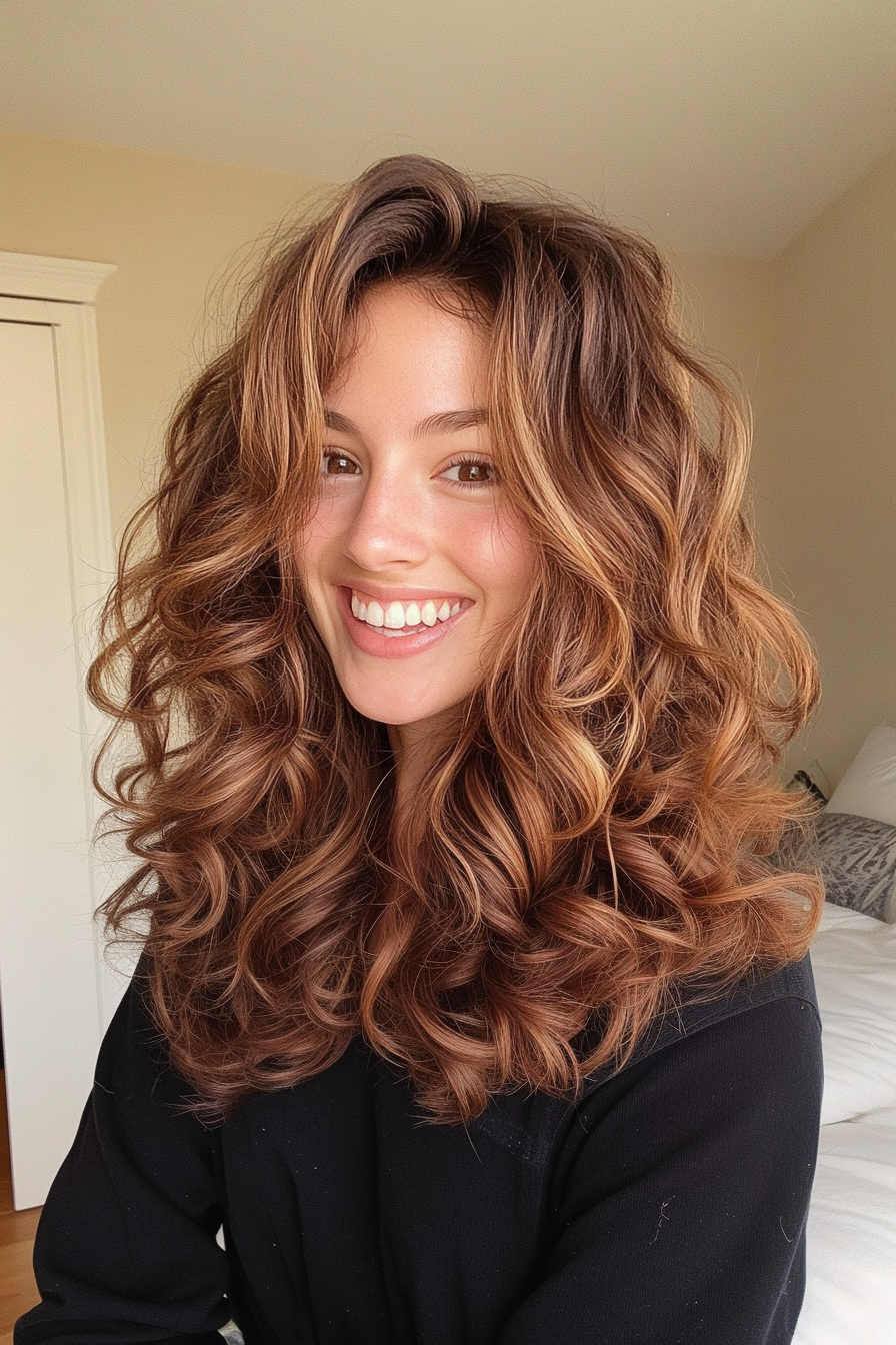 19. Layered Curls in Chestnut Ombre (70S Haircuts For Women) - 70S Haircuts For Women