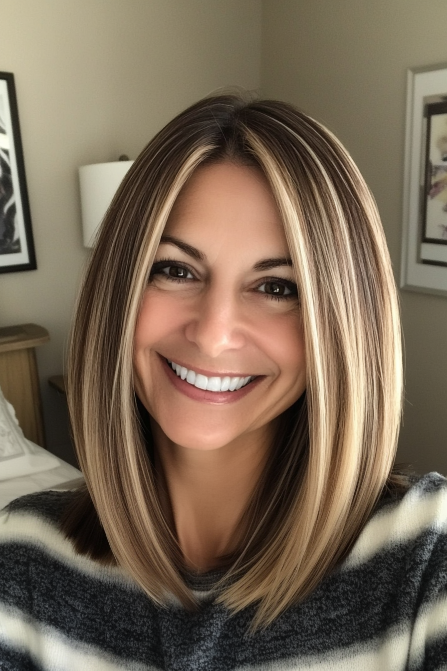 22. Blunt Shoulder Cut with Dark Honey Blonde (Hairstyles For Women Over 40 With Fine Hair) - Hairstyles For Women Over 40 With Fine Hair