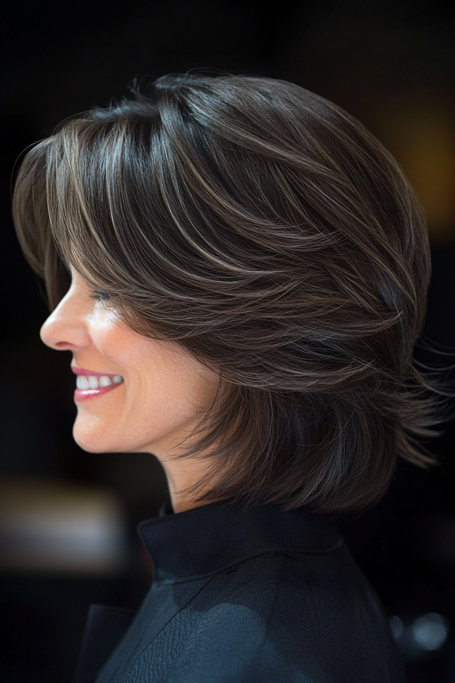 26. Lived-In Layers with Natural Black (Hairstyles For Women Over 40 With Fine Hair) - Hairstyles For Women Over 40 With Fine Hair